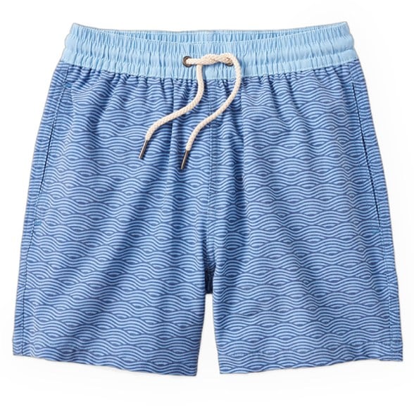 Kids wearing Bayberry swim trunks with anti-chafe liner at the beach