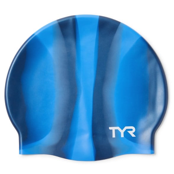 TYR ProFit Silicone Swim Cap on a swimmer's head during a competition