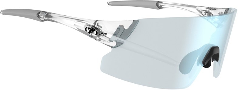 Close-up of Tifosi Rail XC sunglasses with Clarion Blue Fototec lenses for cycling