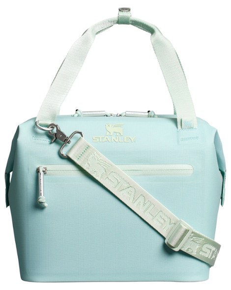 Stanley mini cooler with shoulder strap and zipper closure, ideal for hiking and city outings
