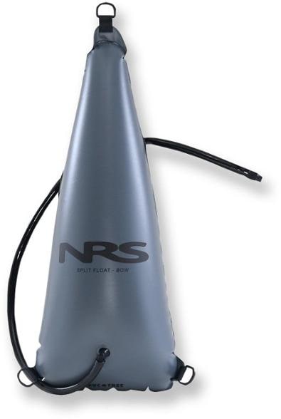 Side view of the premium split kayak float bag showcasing its tapered design and dimensions.