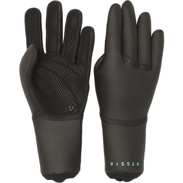 Men wearing 7 Seas gloves while surfing in cold ocean waves