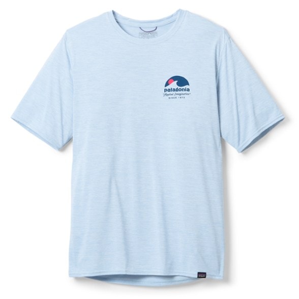 Detail of Patagonia Capilene Cool Daily Performance T-Shirt in natural light, perfect for summer hiking.