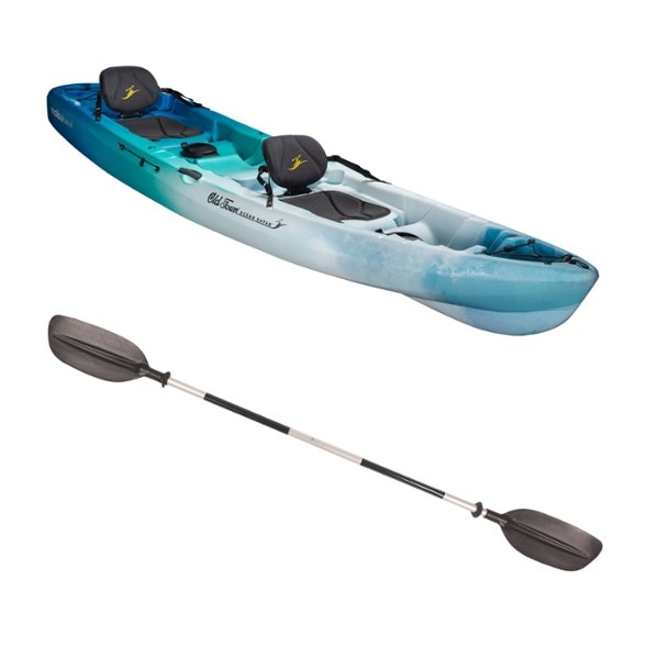 Ocean Kayak Malibu Two XL sitting on calm lake with family paddlers