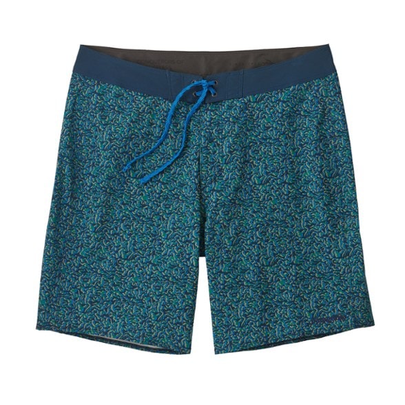 Front view of Hydropeak board shorts in slate blue showing quick dry fabric and contoured waistband