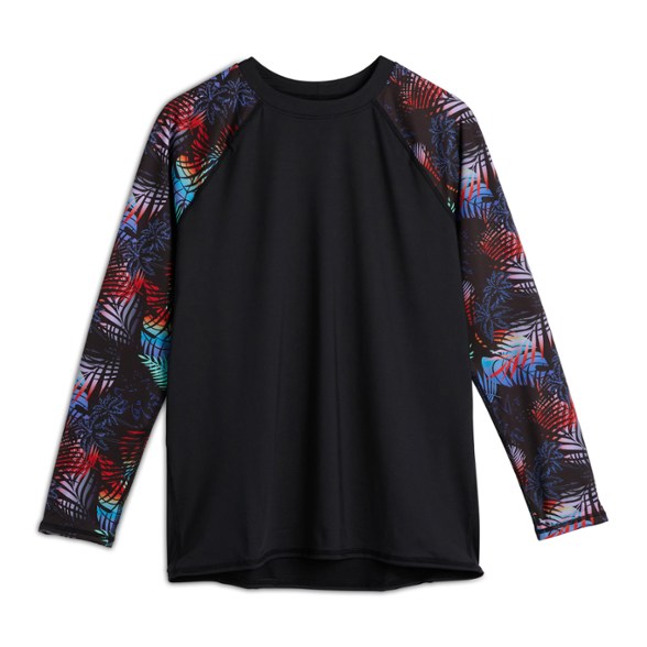 TomboyX women's long sleeve rashguard in action during a swim workout
