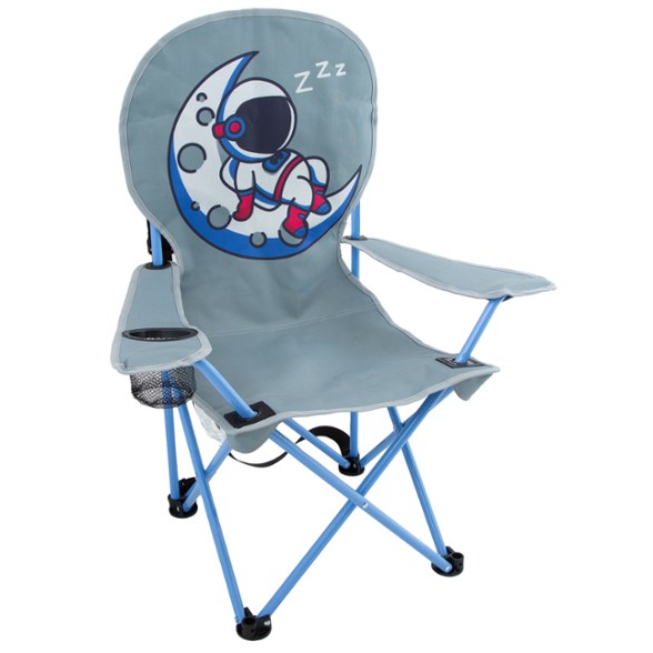 KidVentures Portable Camp Chair for kids, folded and carried by a child