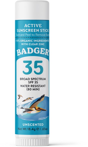 ActiveShield Mineral Sunscreen Stick applied on face during outdoor sports.