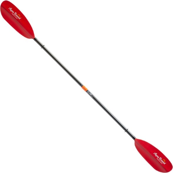 Sting Ray carbon fiber kayak paddle in use on calm lake water