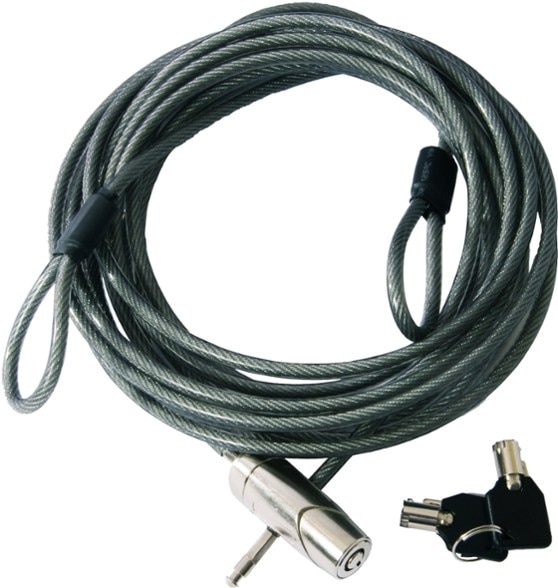 SecureBoat Cable Lock showing its 20 ft. length and key mechanism.