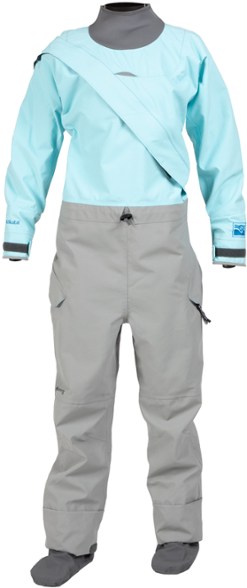 Apex GORE-TEX Dry Suit for Women - front view, showcasing the front-entry design and adjustable wrist cuffs