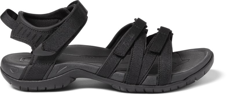 Close-up of Teva Tirra women's water sandals on a rocky trail for hiking