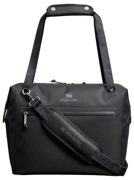 Exterior view of the durable portable cooler with shoulder strap and winged bear liner design