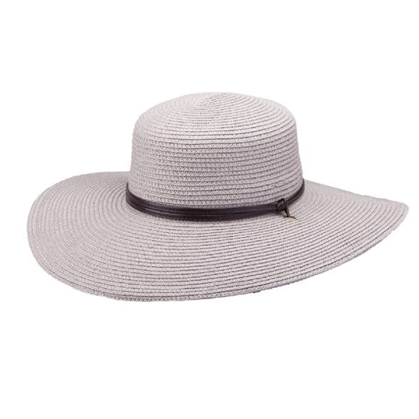 Wide brim straw sun hat for women with UPF 50+ sun protection, rolled for travel