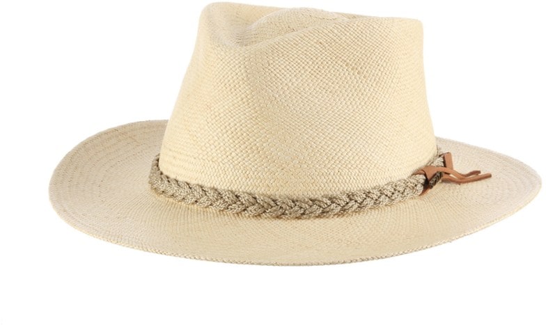 Front view of the Classic Taos Outback Men's Sun Hat showcasing its wide brim and braided band.