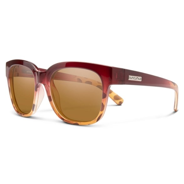 Close-up of Suncloud Affect polarized sunglasses with green mirror lenses from a side angle