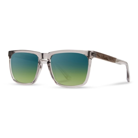 Yosemite Adventure Eco Polarized Sunglasses on a hiking trail, showcasing their stylish design and protective features.