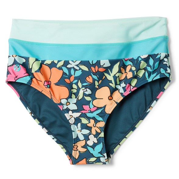 Nani Swimwear Colorblock High-Rise Swim Bottoms displayed at the poolside.