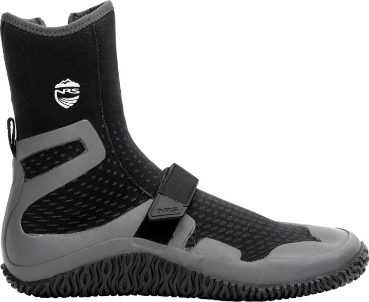 Side view of men's paddle wetshoes showing high-top design and adjustable strap