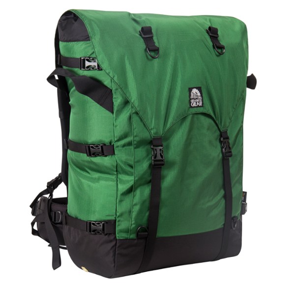 Front view of the Quetico Expedition portage pack with CORDURA® fabric and compression straps visible