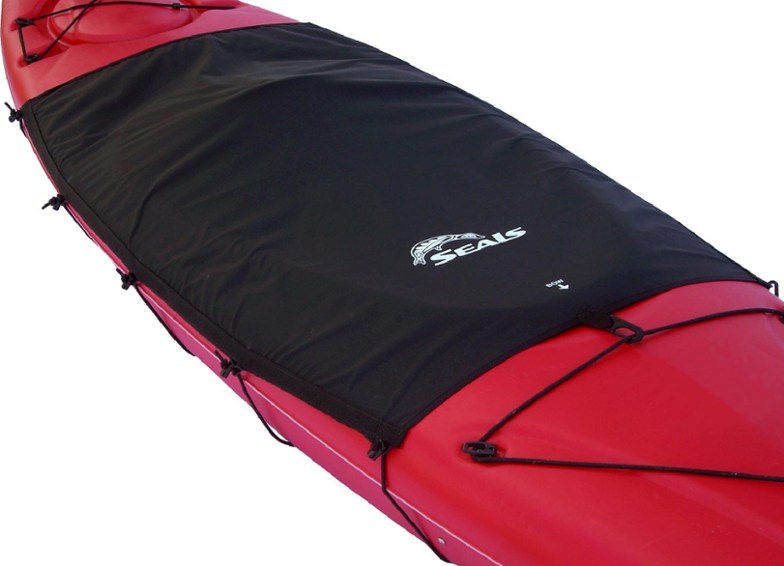Seals Cockpit Drape X spray skirt fitted on a kayak showing universal fit