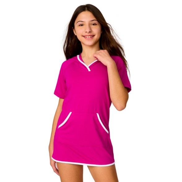 Coastal Breeze girls beach dress front view, perfect for summer days.