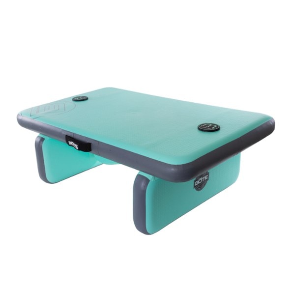AeroLite Inflatable Picnic Table in use at a tailgate event, holding drinks and snacks.