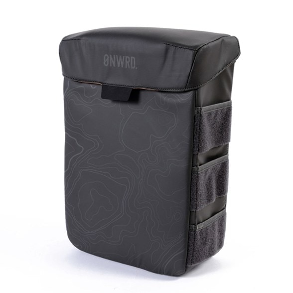 ONWRD compact waterproof vehicle trash can from the side, showcasing its magnetic closure.
