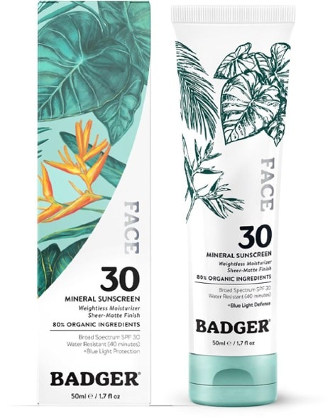 Eco-Friendly Mineral Face Sunscreen SPF 30 applied on model's face in outdoor setting
