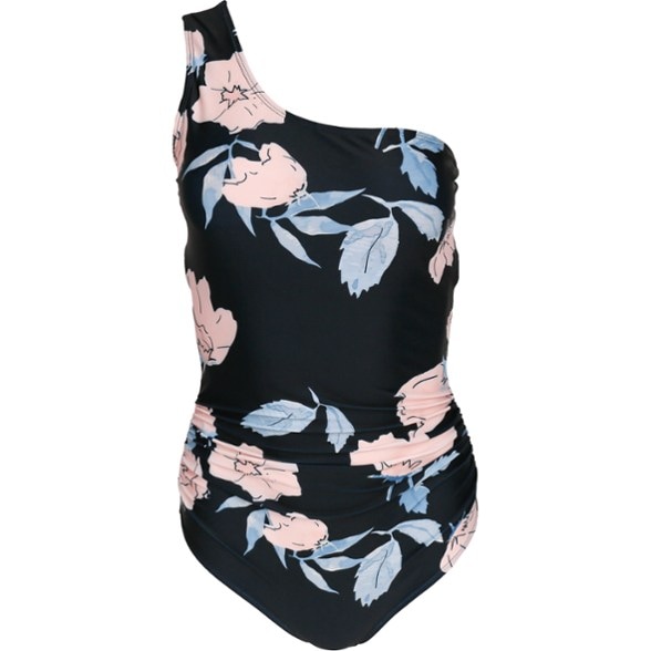 Nani Swimwear Cascade Ruched One-Piece Swimsuit front view, showcasing the elegant one-shoulder design.
