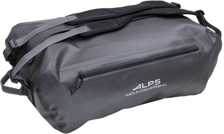 Close-up of the waterproof duffel's water-resistant fabric and reinforced seams