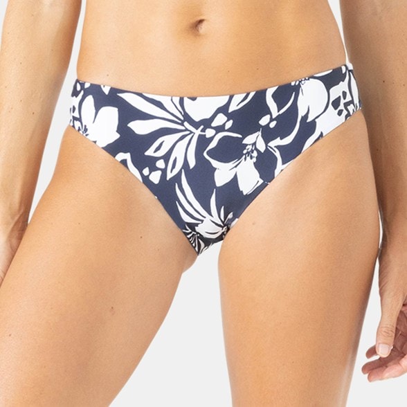 Oceanside hipster bikini bottoms in green, showcasing a low-rise fit and full coverage, perfect for beach fun.
