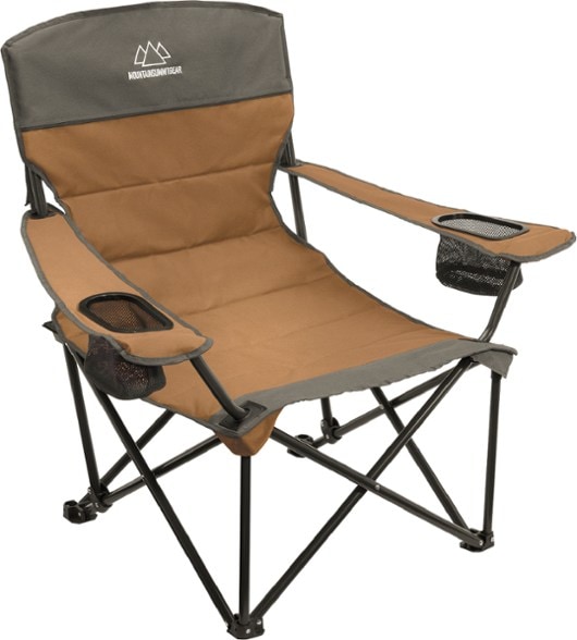 Summit Comfort Quilted Low Camp Chair unfolded in a campsite setting