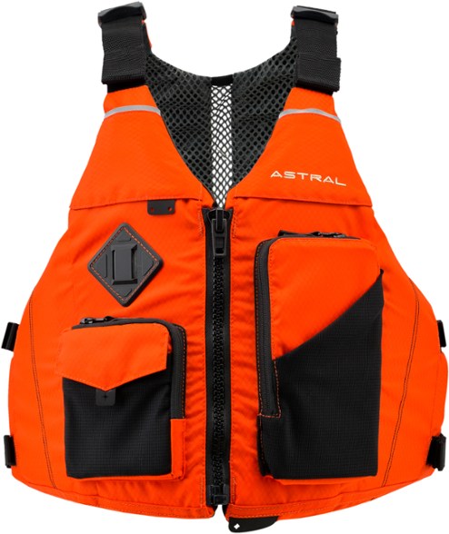 EcoVent men's PFD shown from the front with zip closure and multiple storage pockets
