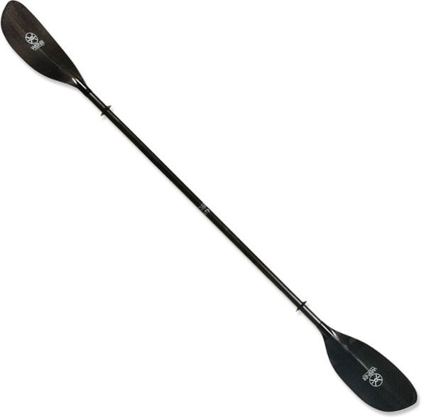Close-up of the Cyprus Elite Carbon Kayak Paddle showcasing its sleek carbon fiber design.
