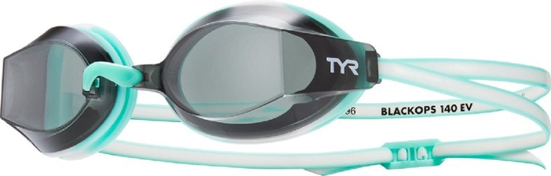 Side view of StreamEdge 140 EV swim goggles highlighting low-profile lens and silicone strap