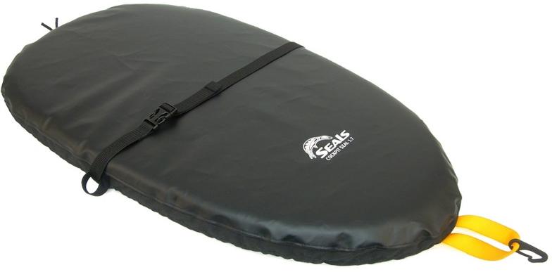 AquaGuard Cockpit Seal 1.4 securely fitted on a kayak cockpit during transport.