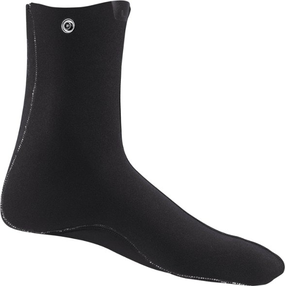 HydroGuard Neoprene Wetsocks displayed on a rocky riverbank, emphasizing their water-repellent design.