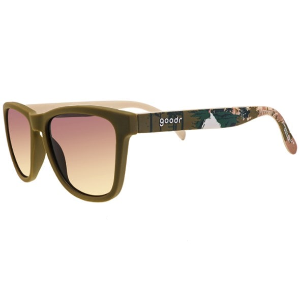 Cuyahoga Valley polarized sunglasses showing earthy green frames and ocean lenses, perfect for hiking.