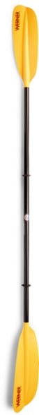 Skagit 4-piece fiberglass kayak paddle with adjustable ferrule system in use on calm water