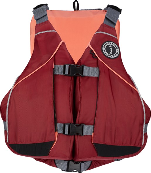 Rear view of the AquaMox women's life jacket showing high-back mesh designed to clear kayak seat backs