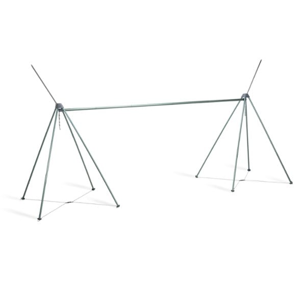 ENO Nomad hammock stand fully assembled in a grassy backyard