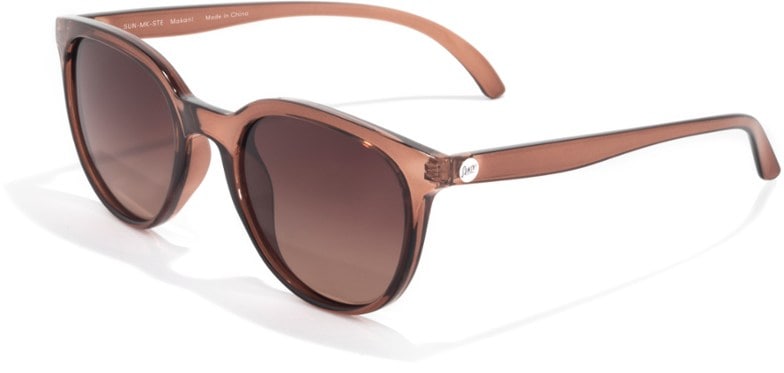 Front angle of TerraGlow cat-eye sunglasses showing mirrored Terra Fade lenses and bright frame