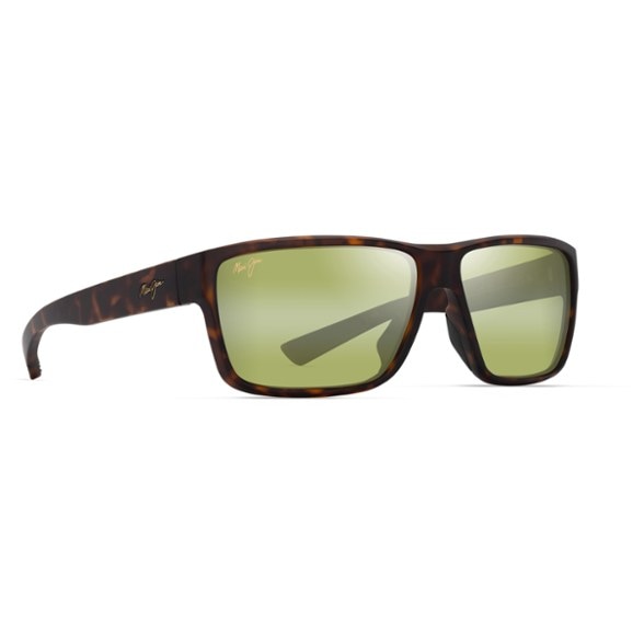 Close-up of Maui Jim Uila polarized sunglasses showing signature Maui Jim styling and blue Hawaii mirror coating