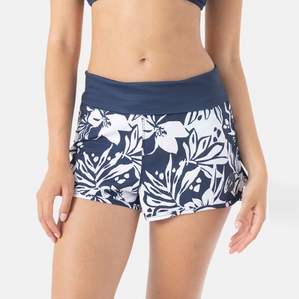 Oceanside Women's Board Shorts showcasing fold-over waistband and hidden drawcord