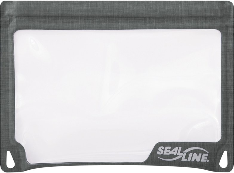 AquaGuard Medium Waterproof Case showcasing its transparent design and zippered opening.