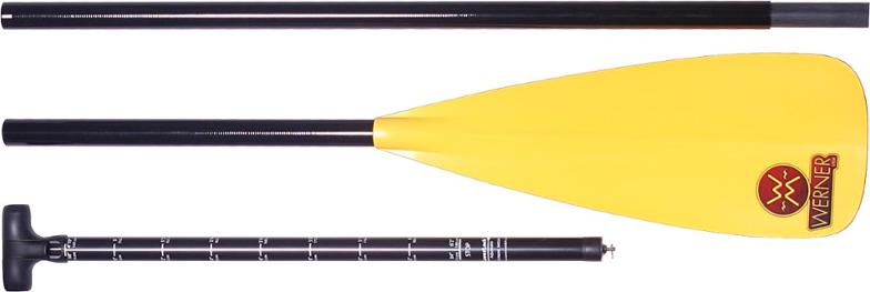 Side view of Werner Vibe LeverLock 3-piece SUP paddle disassembled for travel