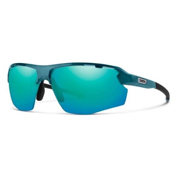 Close-up side angle of ChromaTrail Pro sunglasses showing wraparound fit and ChromaPop lens