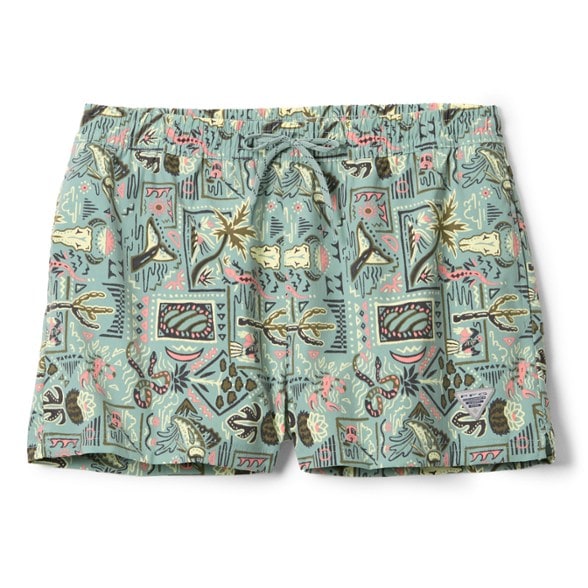 Columbia PFG women’s water shorts in action during fishing, showing UPF 50 protection and pocket functionality