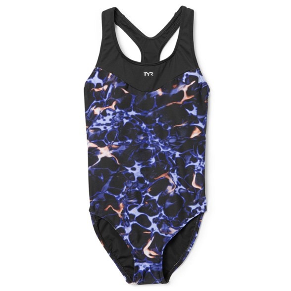 Front view of a woman in the Empowered Swim Elite Racerback One-Piece Swimsuit during a training session.